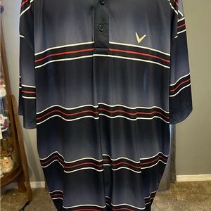 2 for $10 sale! ! Callaway Men's Navy and Red Striped Button Down Shirt